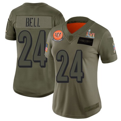 Nike Cincinnati Bengals #24 Vonn Bell Camo Super Bowl LVI Patch Women's Stitched NFL Limited 2019 Salute To Service Jersey